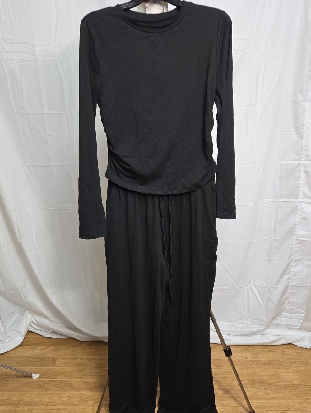 Black Knit Lounge Top And Pants
